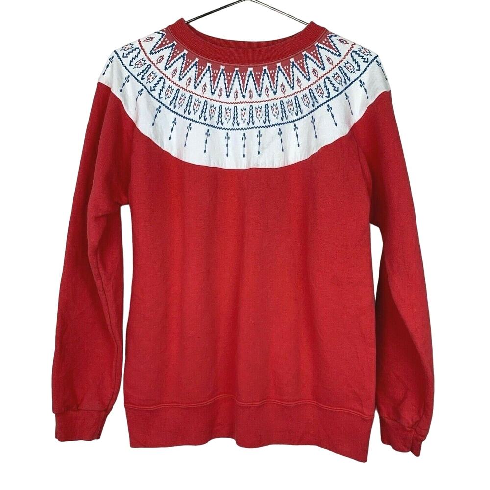 VTG Cheswick Toyo Enterprise Sugarcane Fair Isle Red Sweater Sweatshirt M RARE